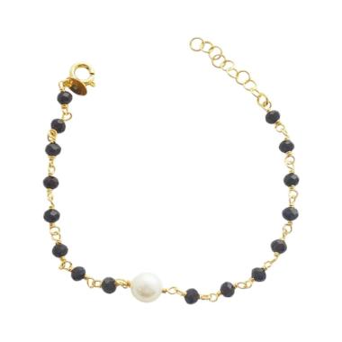 Bracciale in metallo rodiato e cristalli
