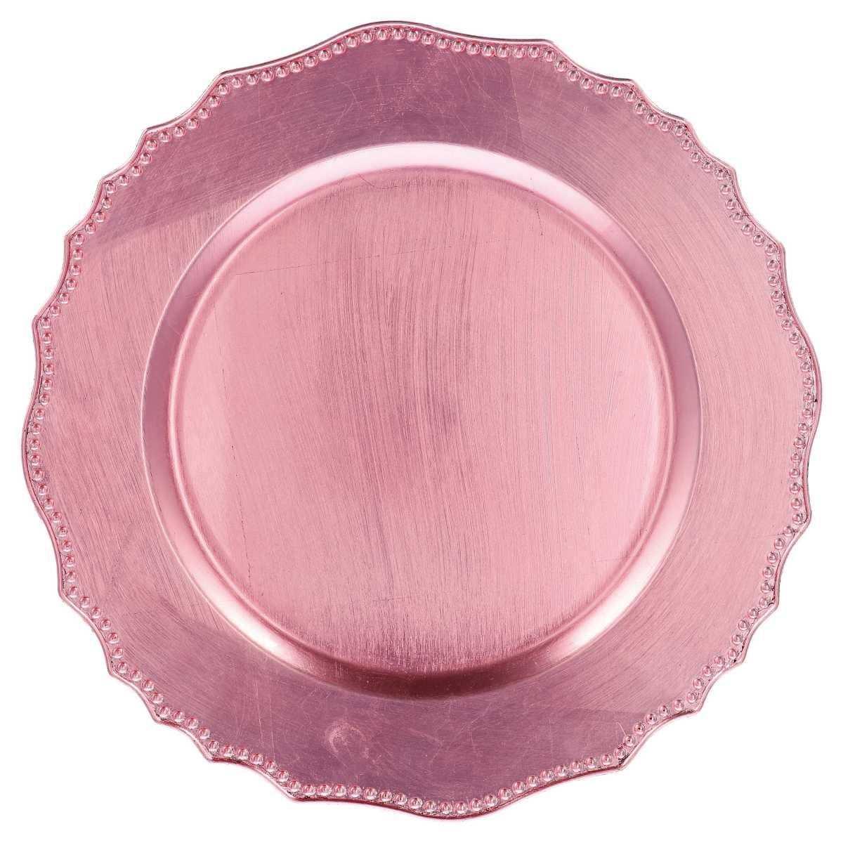 Sottopiatto tondo in plastica rosa d.33 cm