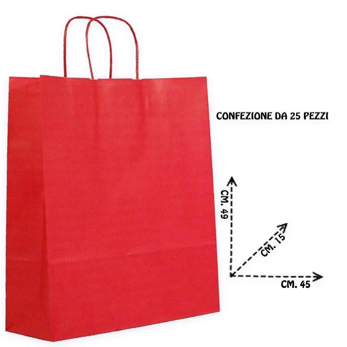 Shopper in carta h.49 x l.45 x p.15 cm colore rosso