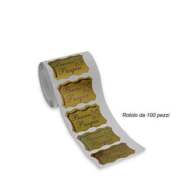 100 etichette adesive Buona Pasqua in PVC