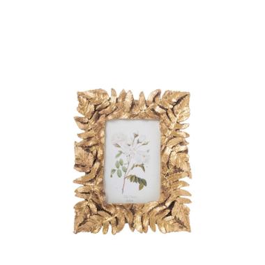 Cornice portafoto singolo in poliresina foglie oro 10x15 cm
