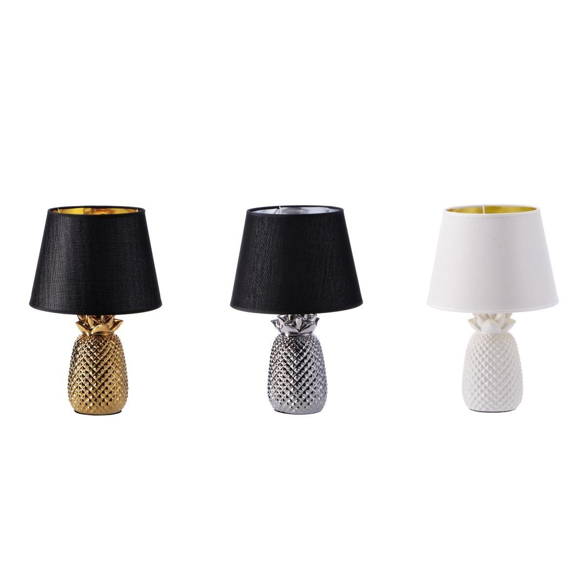 Lampada da comodino con base in ceramica Ananas d.25x h.38 cm
