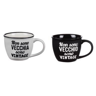 Tazza in porcellana con scritte divertenti d.8,5x h.7 cm