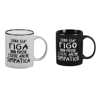 Tazza mug in porcellana scritte divertenti 340 ml d.8x h.9,5 cm