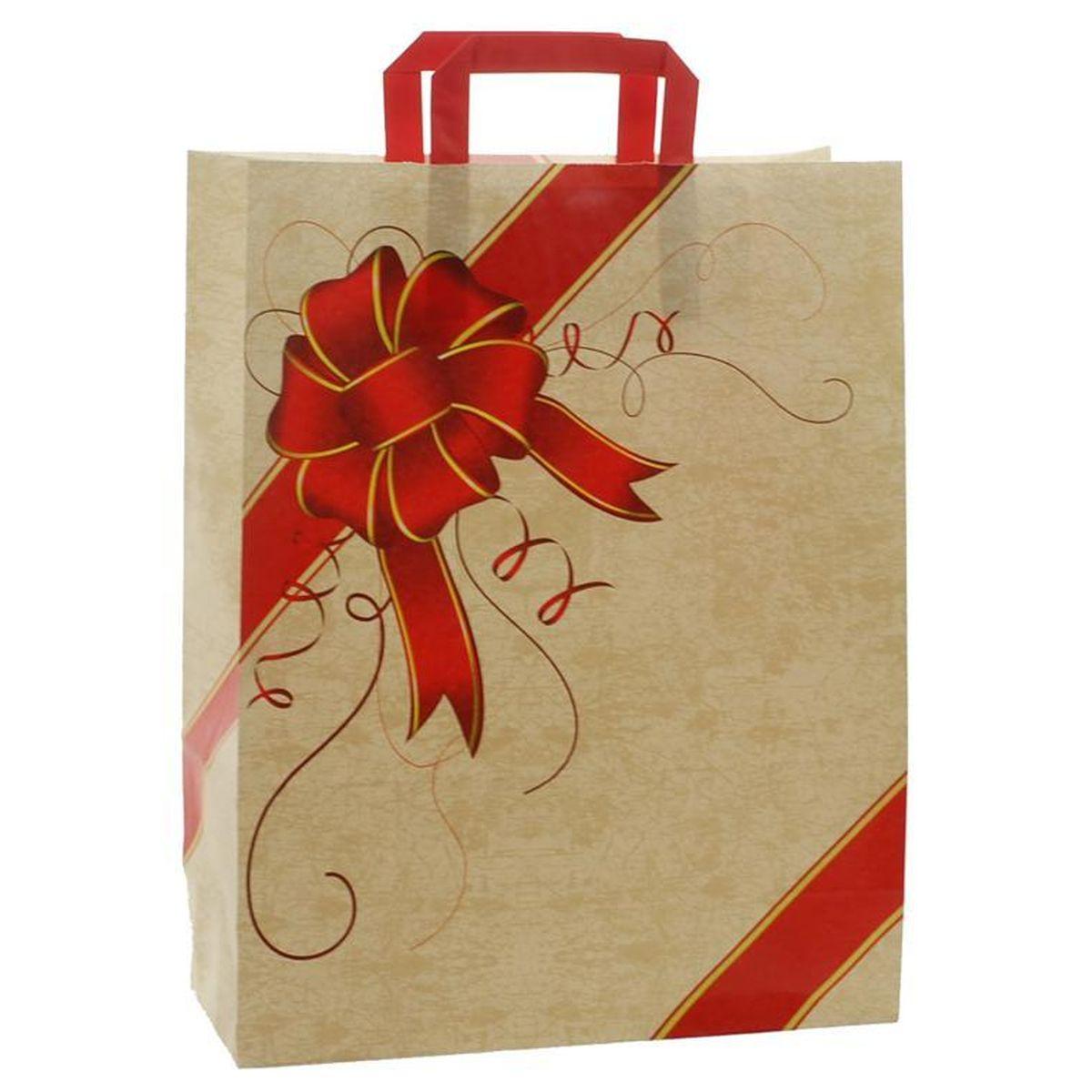 Shopper in carta h.49 x l.45 x p.15 fantasia fiocco rosso
