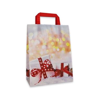 Shopper in carta fantasia gift manico piatto h 41 x l 32 x p 13 cm.