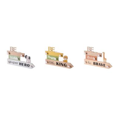 Appendino in mdf bimbo animali savana con 5 ganci 43x3,5xh26 cm