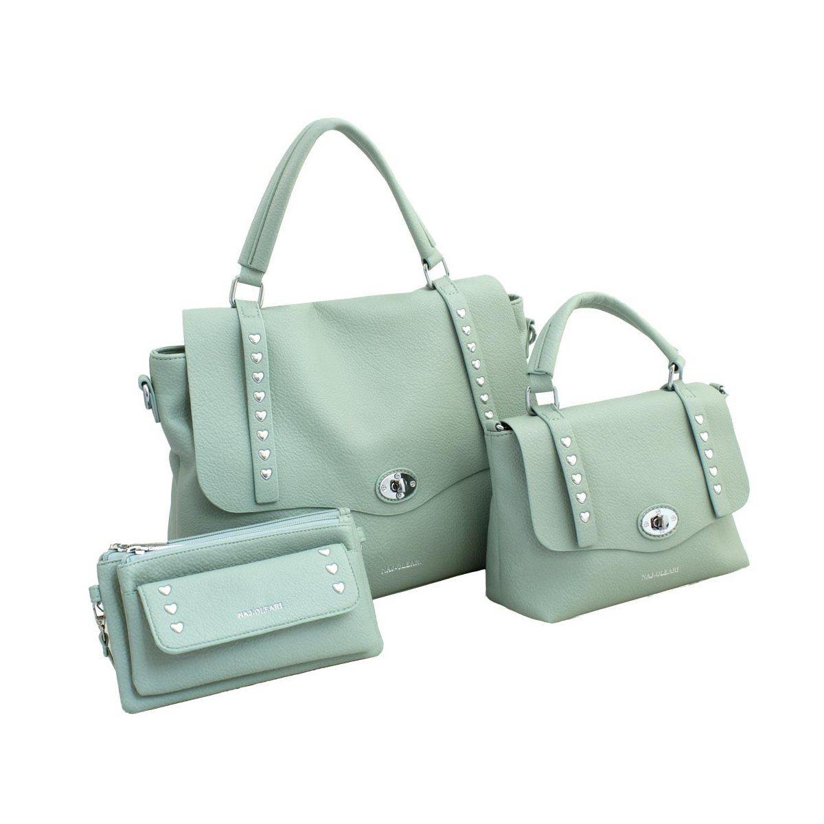 Set 3 pezzi donna borsa grande, tracollina a portafoglio Naj-Oleari