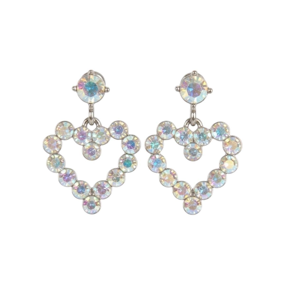 Orecchini pendenti donna cuore di strass iridescenti Romeo Gigli