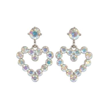 Orecchini pendenti donna cuore di strass iridescenti Romeo Gigli