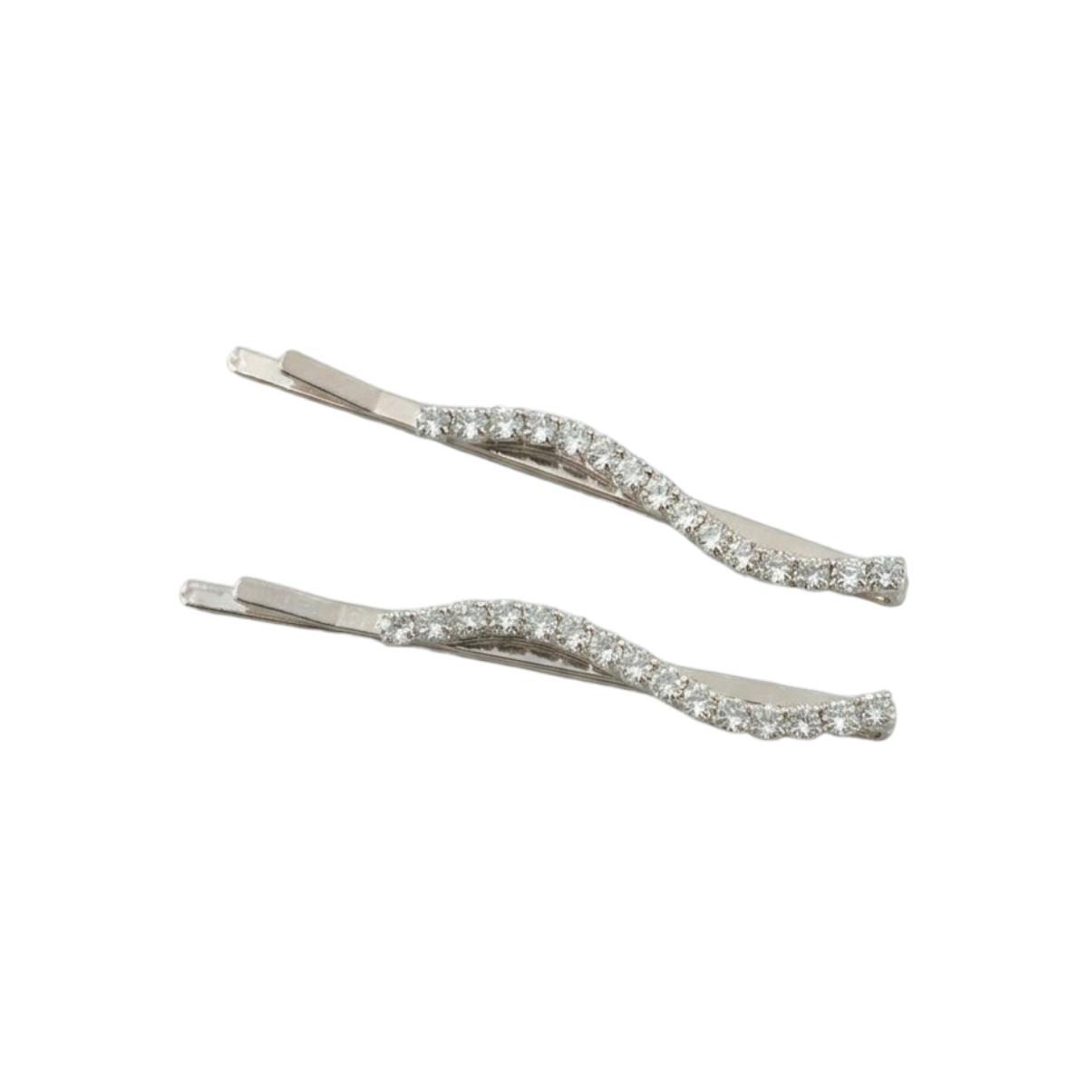 Fermaglio per capelli onde stras silver 2 pezzi Romeo Gigli