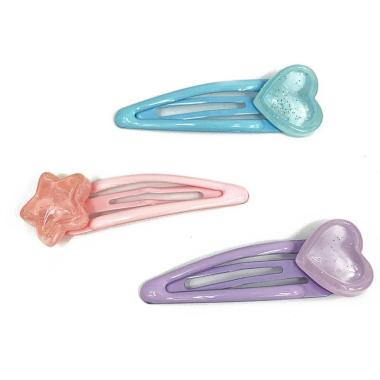 Fermaglio clic clac per capelli cuore e stella Le Kikke