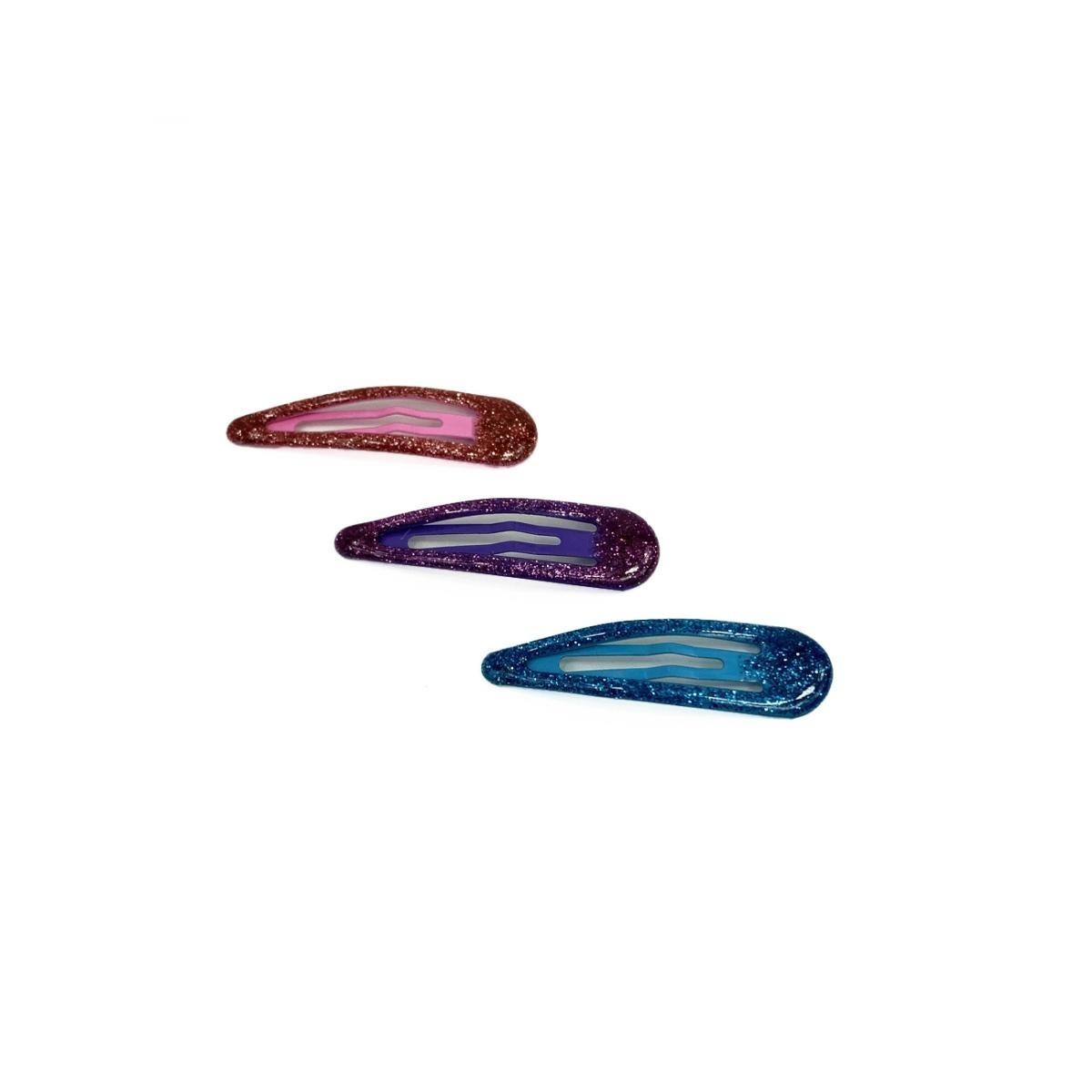 Fermaglio clic clac per capelli 5 cm smaltato glitter Le Kikke