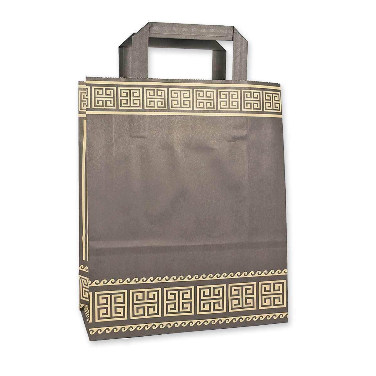 Shopper in carta h.45 x l.32 x p.17 cm fantasia atene manico piatto