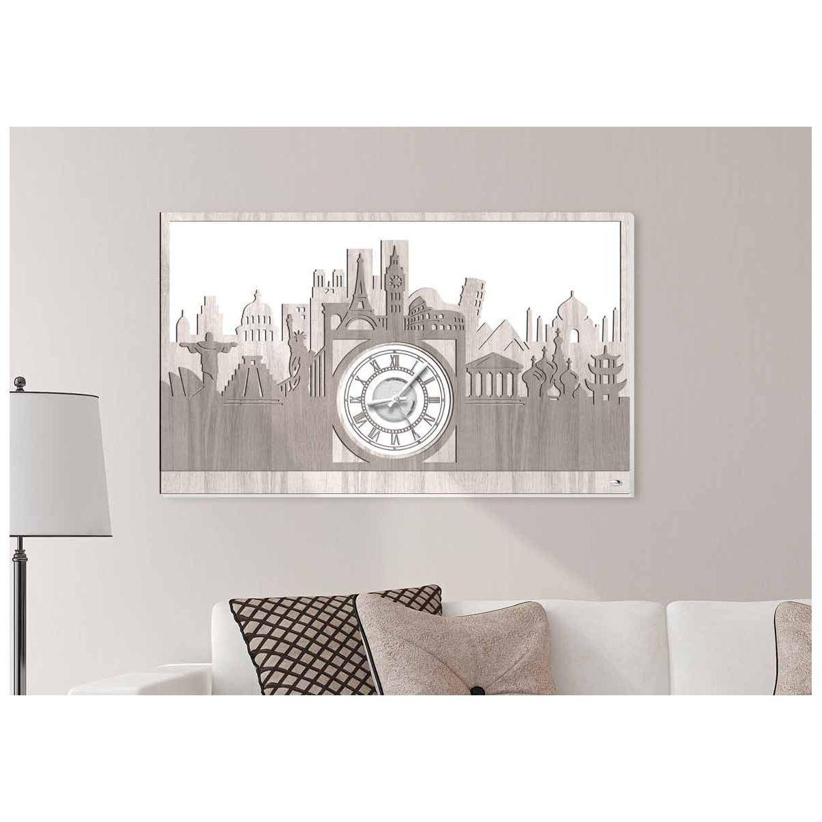 Orologio da parete su pannello 80x48 cm City Laser Valenti