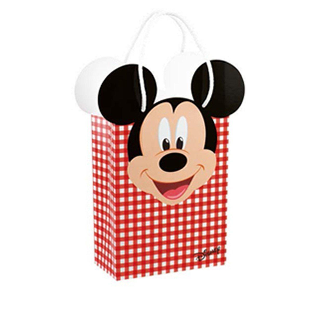 Shopping bag Mickey party 16 x 8 x 21 con cordino rosso
