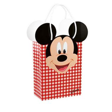Shopping bag Mickey party 16 x 8 x 21 con cordino rosso