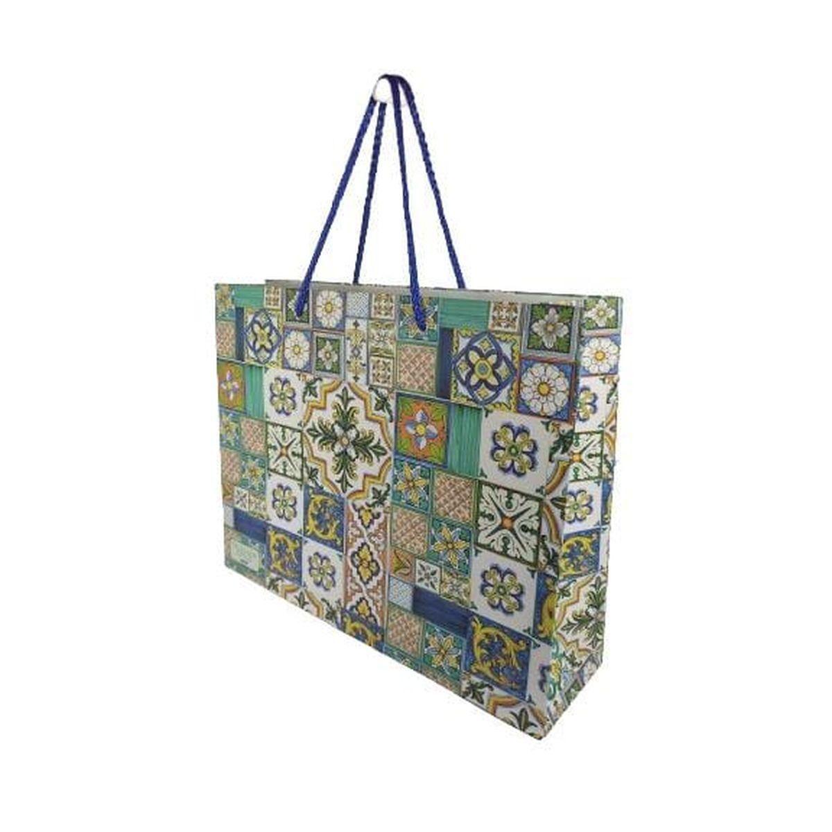 Shopper in carta decorazioni siciliane h.28 x l.35 x p.10 cm e manico in corda