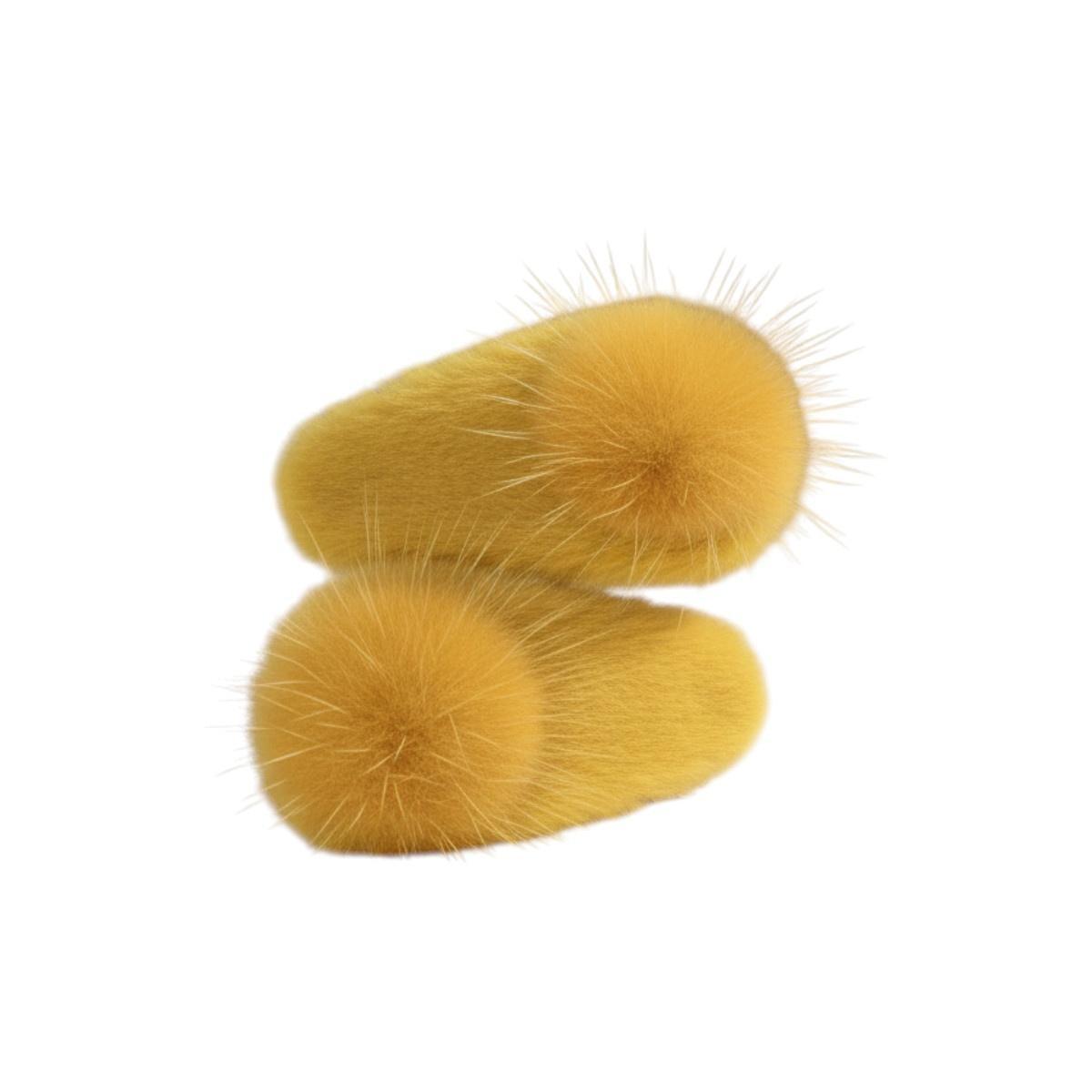 Fermaglio clic clac per capelli in pelliccia senape RG Romeo Gigli