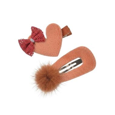 Fermagli clic clac per capelli pelliccia salmone Romeo Gigli