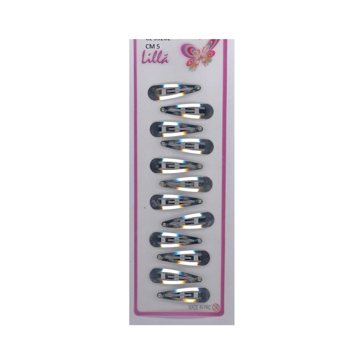 Fermaglio clic clac per capelli 5 cm argento