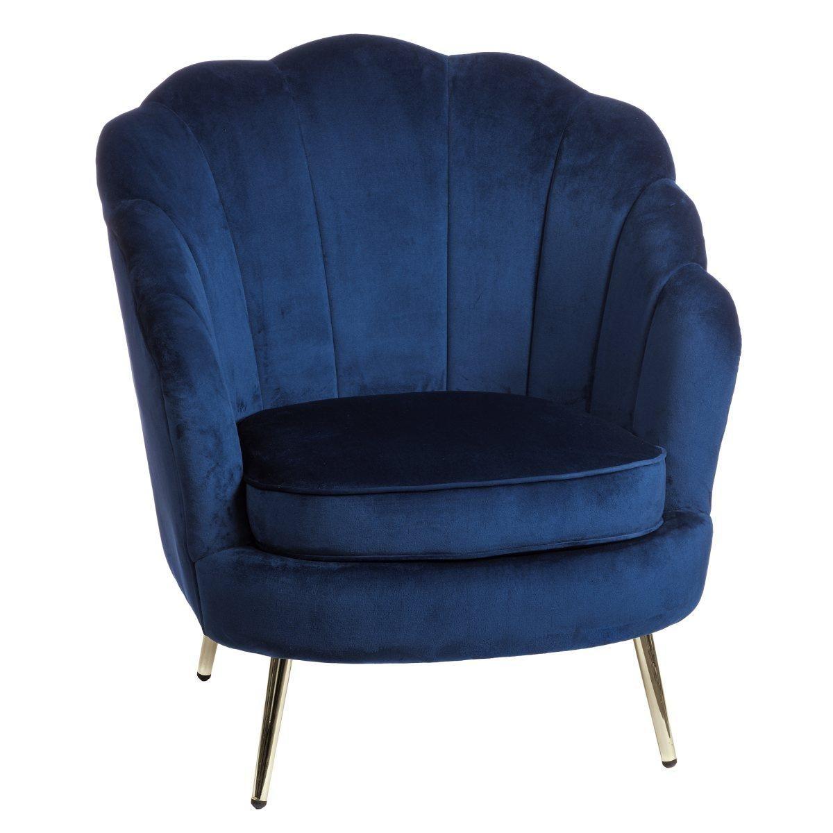 Poltrona velluto masca blu 75x71x84 cm