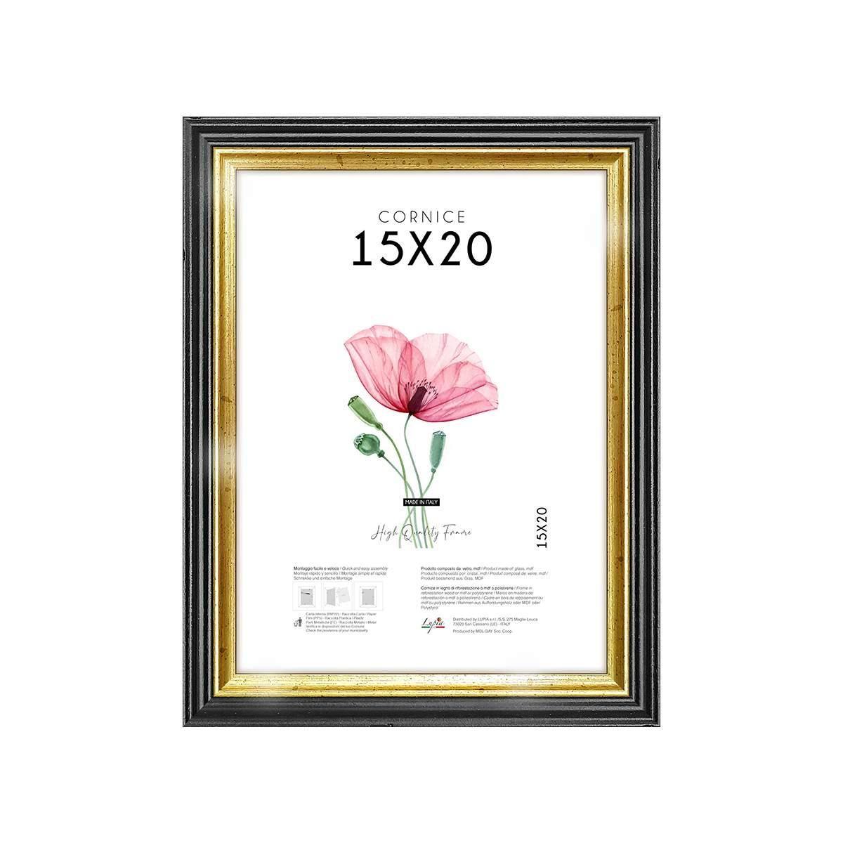 Cornice portafoto black gold 15x20 cm Lupia