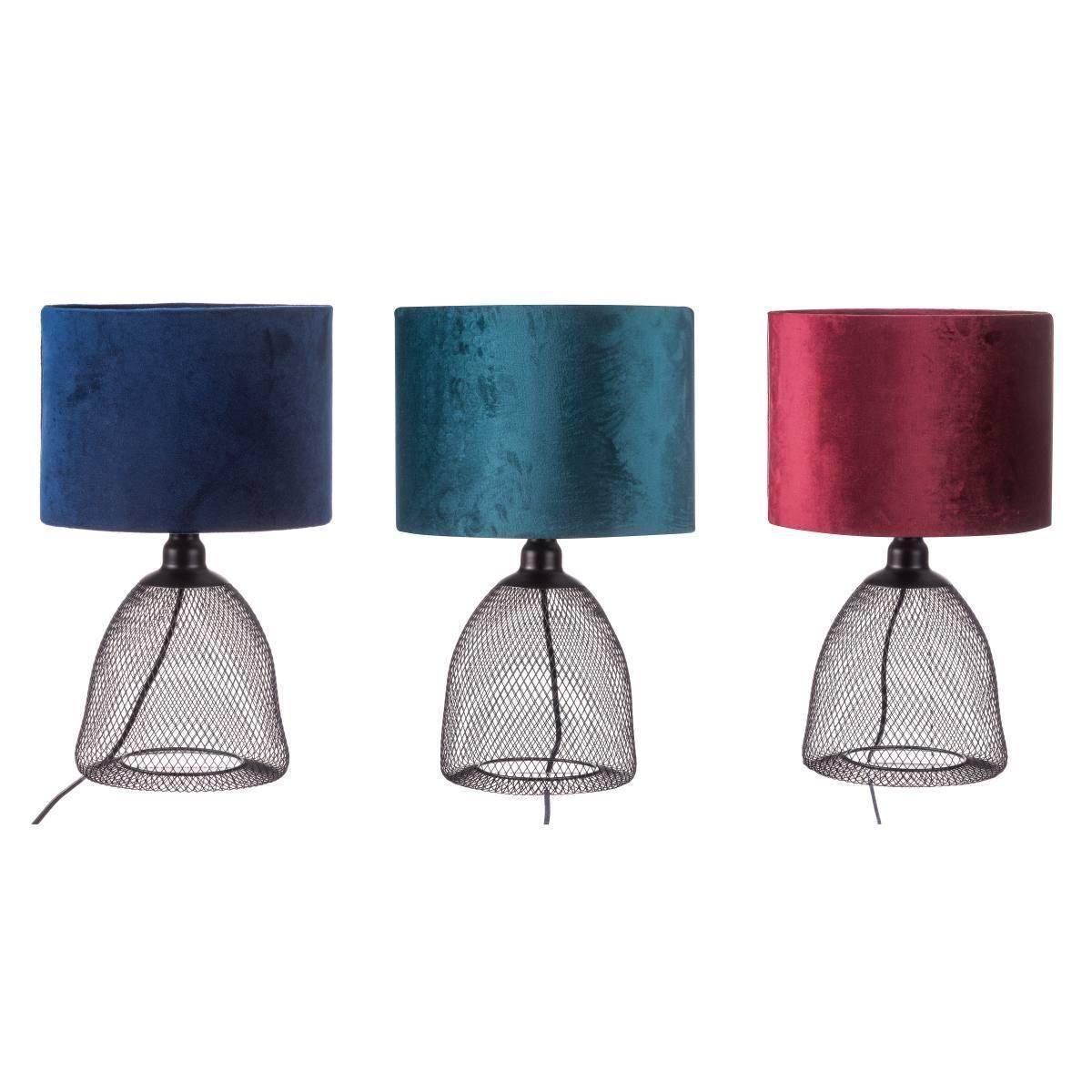 Lampada in metallo e velluto tropez d.25xh.40 cm