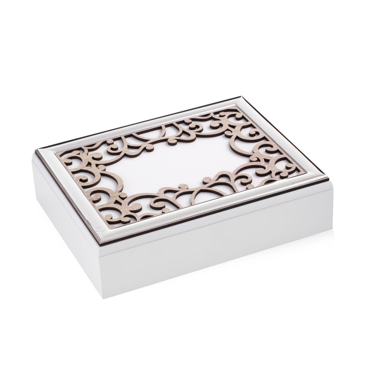 Portagioie linea Damasco in legno olmo misura 23x18x5 cm