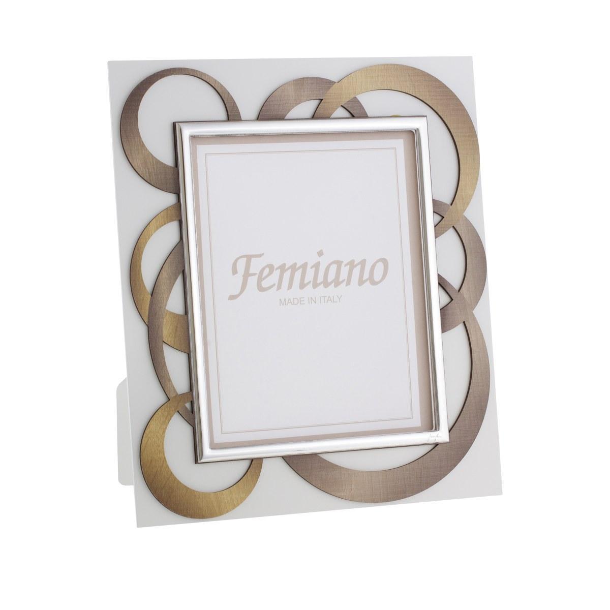 Cornice portafoto anelli legno bronzo oro 9x13 cm