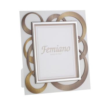 Cornice portafoto anelli legno bronzo oro 9x13 cm