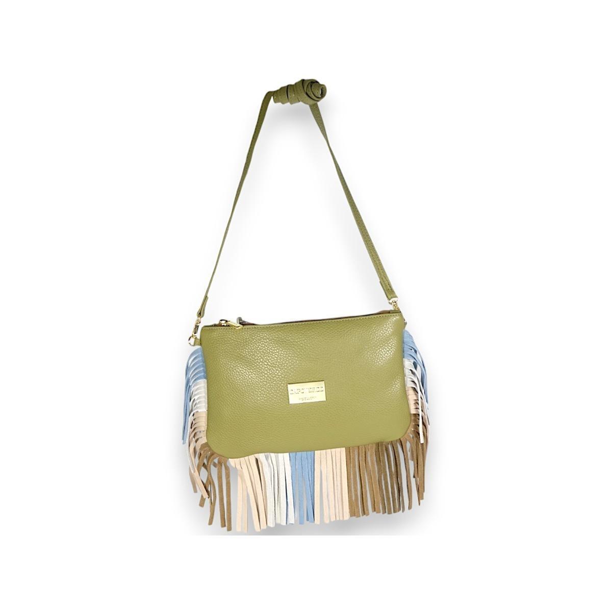 Tracollina donna in vera pelle con frange in camoscio Capoverde Made in Italy