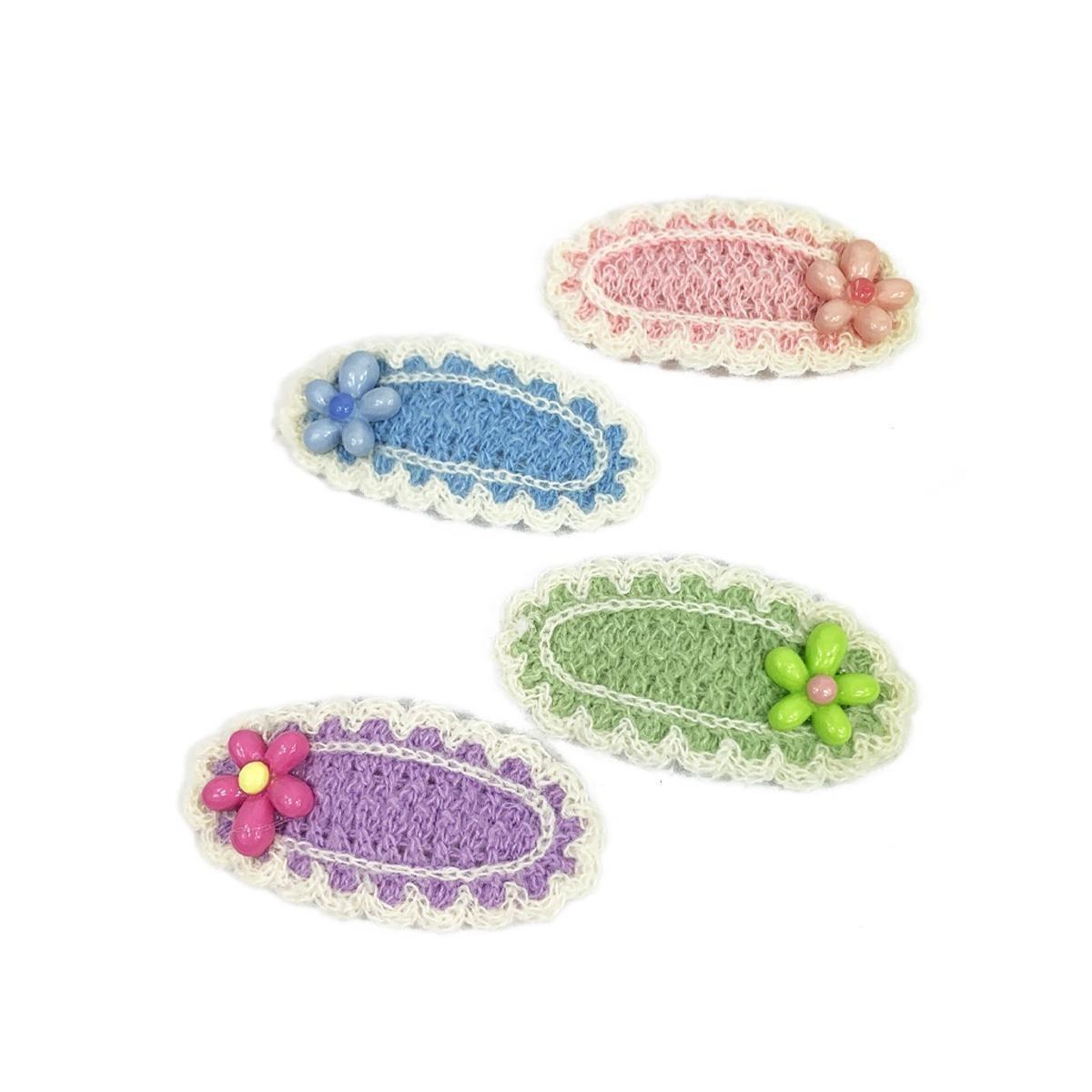 Fermaglio clic clac per capelli ovale con fiore Le Kikke