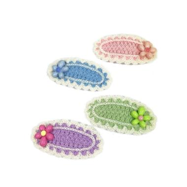 Fermaglio clic clac per capelli ovale con fiore Le Kikke
