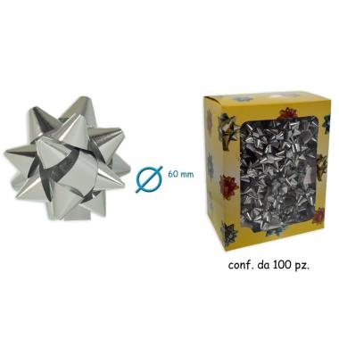 Coccarde adesive metallizzate colore argento 14 mm.
