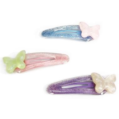 Fermaglio clic clac per capelli farfalla e glitter Le Kikke