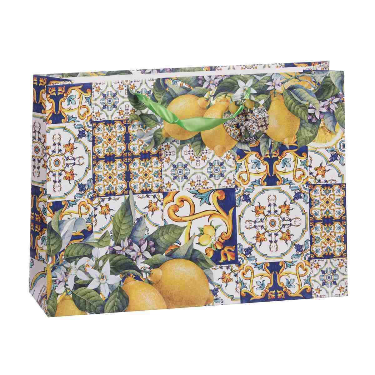 Shopper in carta 42 x 12 x h.31 cm fantasia maiolica siciliana