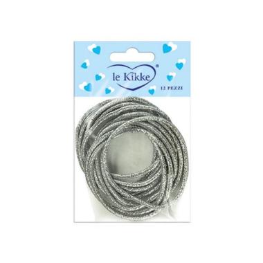 Elastici per capelli glitter in 12 card da 12 pezzi argento nero e grigio