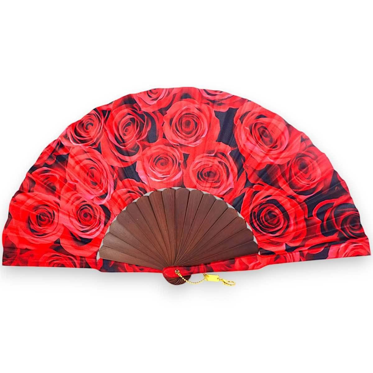 Ventaglio in seta decorazione floreale rose