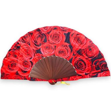 Ventaglio in seta decorazione floreale rose
