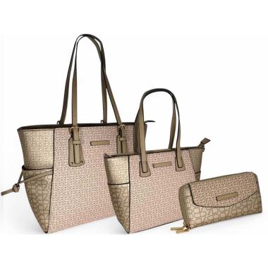 Set 3 pezzi donna borsa shopping L, borsetta shopping M e portafoglio Renato Balestra
