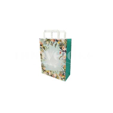 Shopper in carta h.37x l.27 x p.12 cm fantasia flores