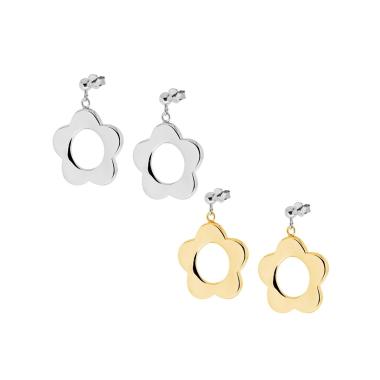 Orecchini con Pendente a forma di Fiore in ARGENTO 925 Galvanica Rodio o Oro