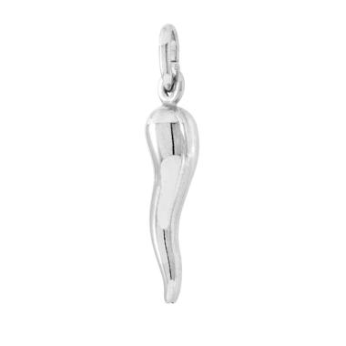 Ciondolo Portafortuna Corno mm 26 in ARGENTO 925 Galvanica Rodio