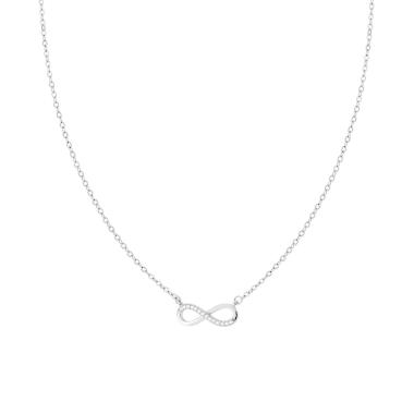 Collana con Infinito e Zirconi Bianchi in ARGENTO 925 Galvanica Rodio
