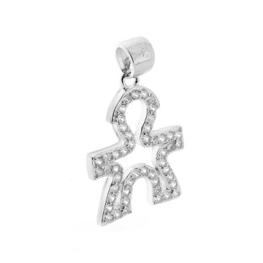 Ciondolo Bimbo con Zirconi in ARGENTO 925 Galvanica Rodio<BR>