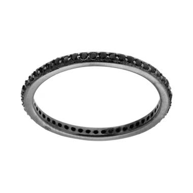 Anello Eternity con Zirconi colore Nero in ARGENTO 925 Galvanica Rutenio