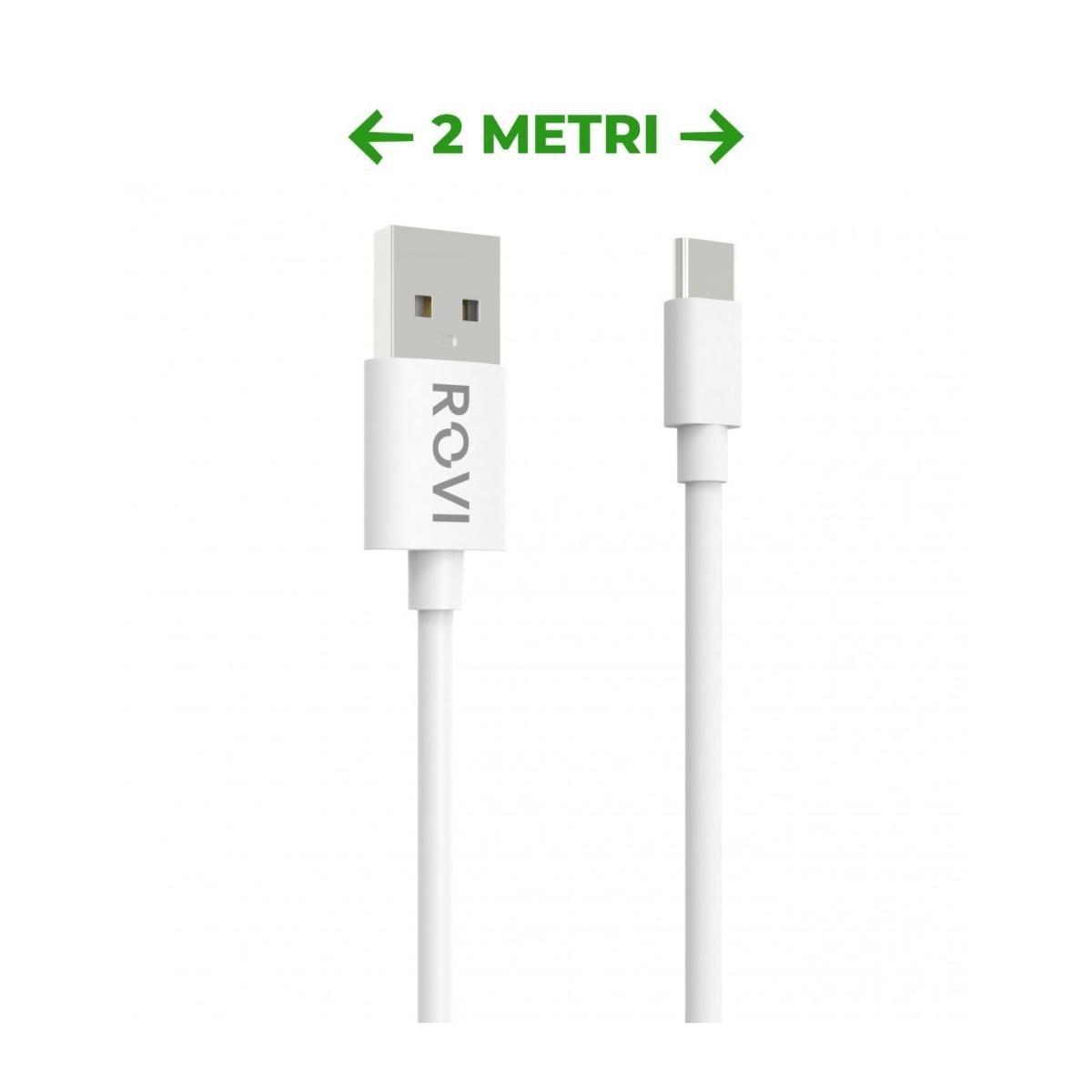 Elegant cavo ricarica SA20C bianco in PVC da USB a Type-c 2m 3A Rovi