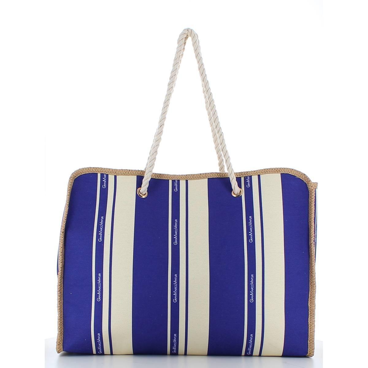 Borsa mare a righe con manici in corda Gian Marco Venturi
