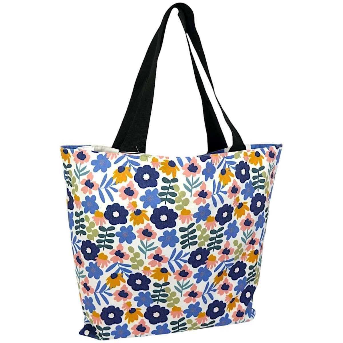 Borsa mare donna aperta double face reversibile stampa fiori Verve